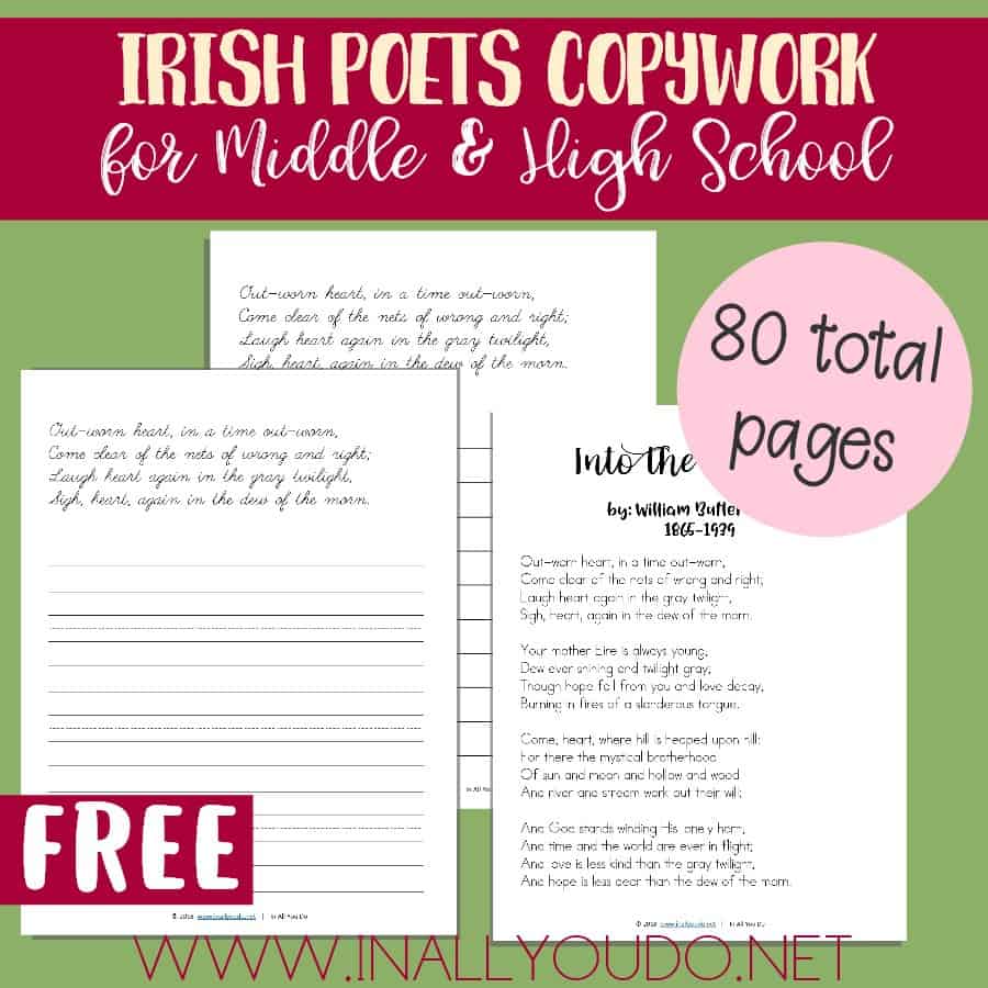 Irish Poets Copywork for Middle & High School