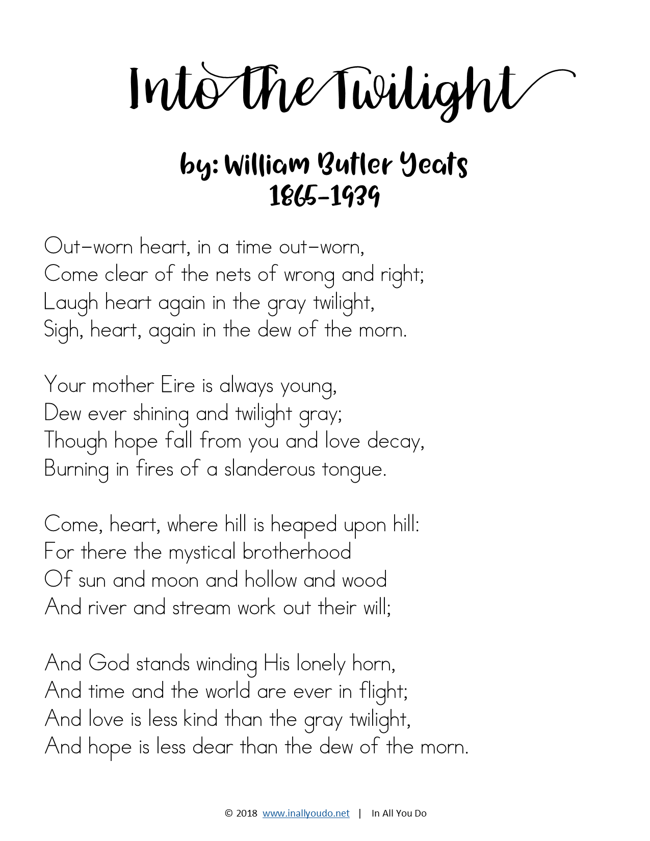 Irish Poets Copywork for Middle & High School - Image 2